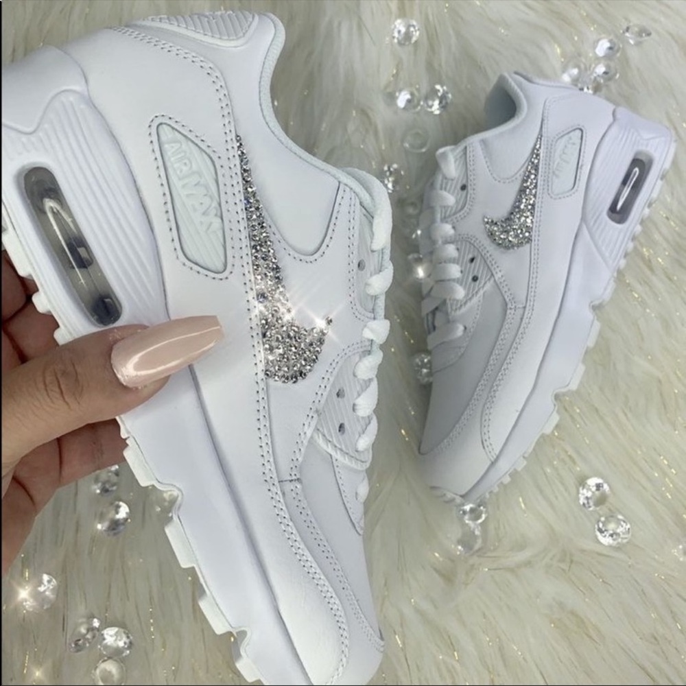 Nike air max 90 white bling clear crystal